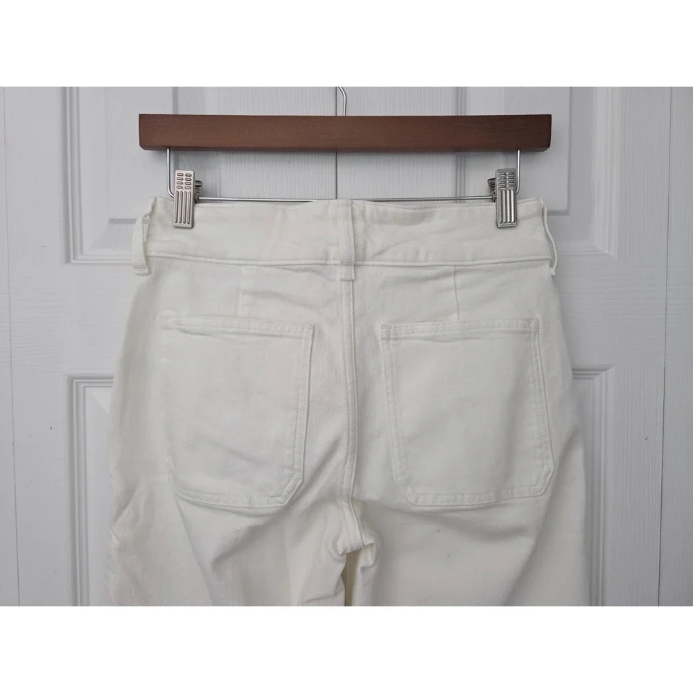 J. Crew Denim Trouser High Rise Stacked Button Womens 25P White NWT $158 CV261